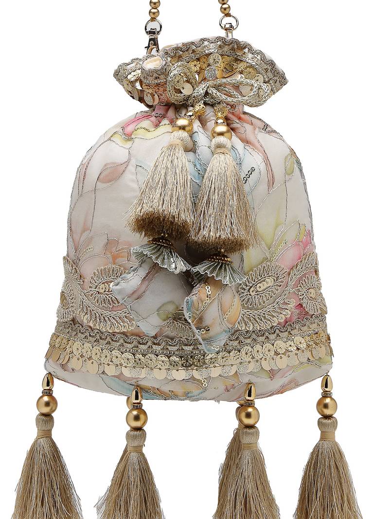  jashn edit ivory organza silk watercolor printed potli