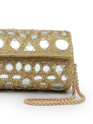  tipify metallic gold geometric mirror embellished clutch 7