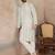 Mens multi silk blend abstract printed kurta
