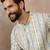 Mens multi silk blend abstract printed kurta