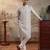 Mens multi silk blend abstract printed kurta