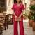 Women's pink solid short sleeve top with elastic waist trousers co-ord