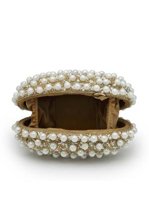  opal thread gold suede pearl beaded clutch 6