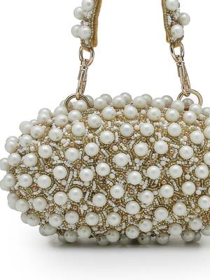  opal thread gold suede pearl beaded clutch 7