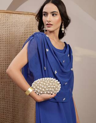  opal thread gold suede pearl beaded clutch 8