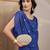   opal thread gold suede pearl beaded clutch
