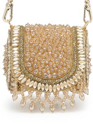  crystal cascade champagne gold suede embellished clutch 7