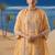 Heavy chiffon silk yellow hand embroidered straight suit for women wedding