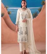 Heavy chiffon silk white hand embroidered straight suit for women wedding