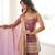 Dusty mauve sequence dori zari embroidered frendy silk kurta with bell bottom pant and dupatta