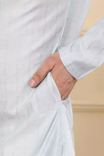 light blue rayon silk straight viscose silk textured effect kurta