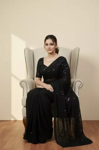 Black clr sequance party wear saree with sequance blouse