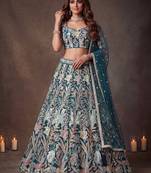 Attractive Blue Sequins Net Engagement wear Lehenga Choli with Dupatta
