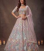 Dazzling Lavender Sequins Net Wedding Wear Lehenga Choli