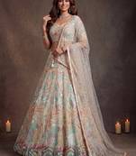 Majestic Off-White Sequins Net Party Wear Lehenga Choli