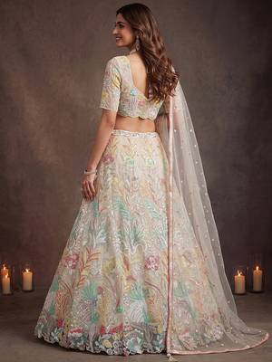 Majestic Off-White Sequins Net Party Wear Lehenga Choli 4