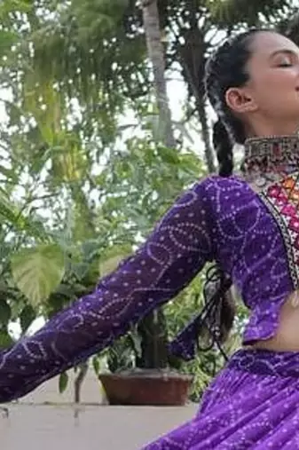 Purple Colour Bandhani Print Muslin Cotton Navratri Lehenga Choli Set