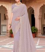 Sequin embroidered work lavender georgette designer saree