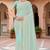 Sequin embroidered work sea green georgette designer saree