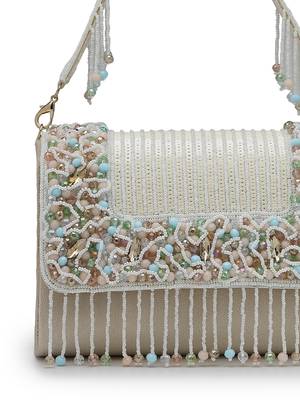  blush & bead ivory & pastel multi suede embellished clutch 7