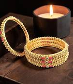 Gold plated set of 4 kundan ball design bangles