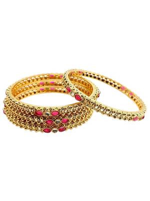 Gold plated set of 4 kundan ball design bangles 3