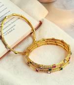Set of 4 gold plated sleek kundan bangles