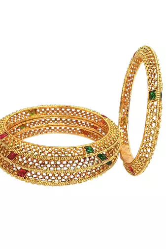 Set of 4 gold plated thushi style bangles