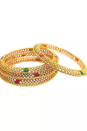 Set of 4 gold plated thushi style bangles