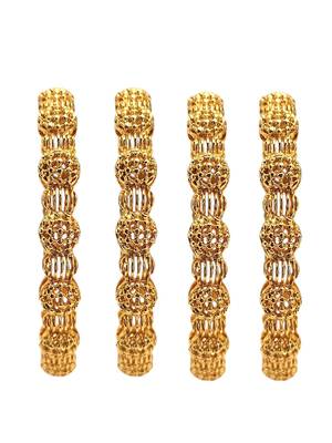 Set of 4 gold plated filigree carved style bangles 2
