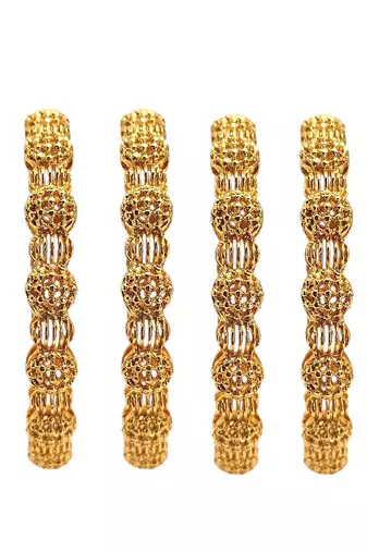 Set of 4 gold plated filigree carved style bangles