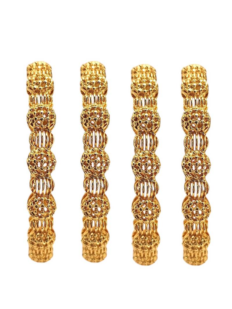 Set of 4 gold plated filigree carved style bangles