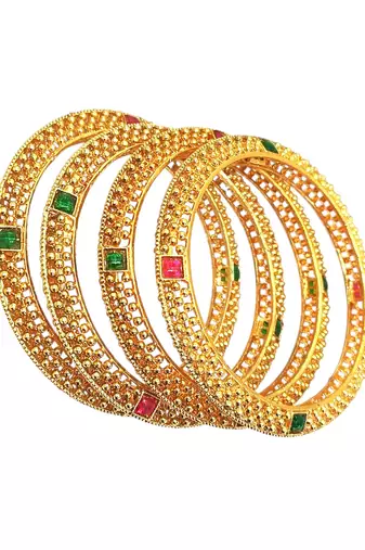 Set of 4 gold plated thushi style bangles