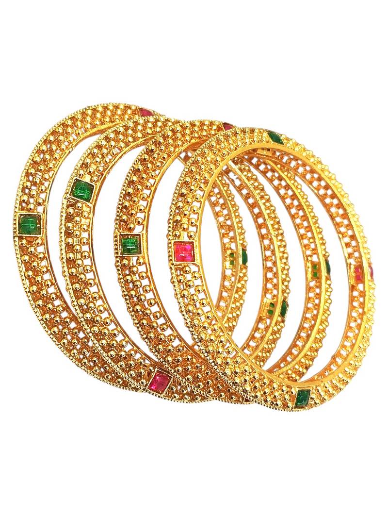 Set of 4 gold plated thushi style bangles