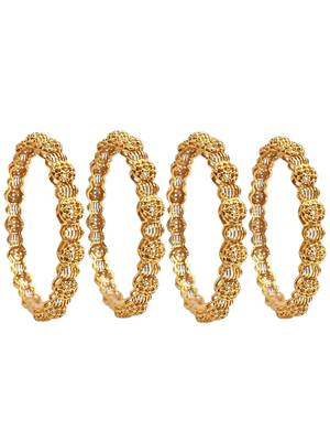 Set of 4 gold plated filigree carved style bangles 3
