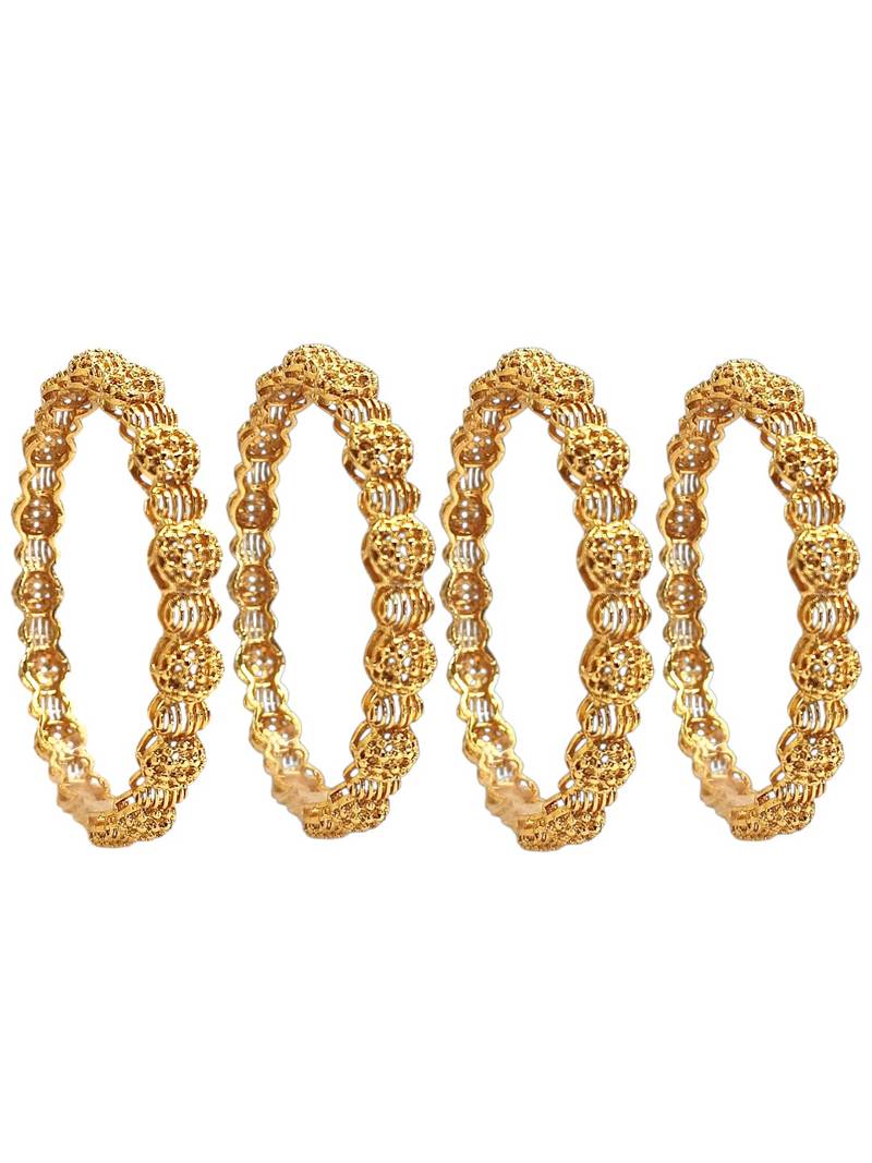 Set of 4 gold plated filigree carved style bangles