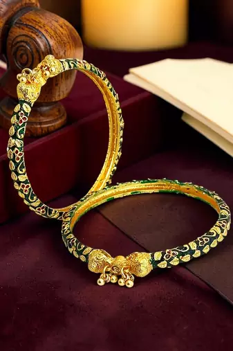 Set of 2 hathi mora meenakari style bangles