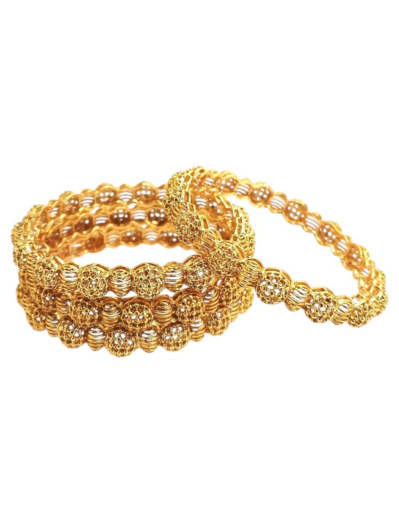 Set of 4 gold plated filigree carved style bangles