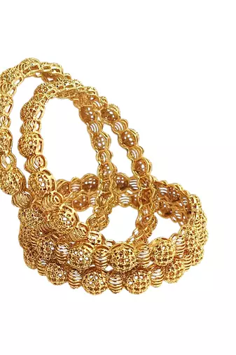 Set of 4 gold plated filigree carved style bangles