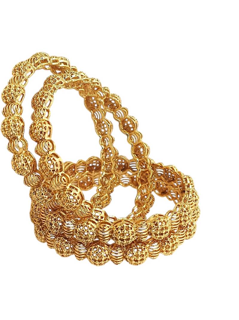 Set of 4 gold plated filigree carved style bangles
