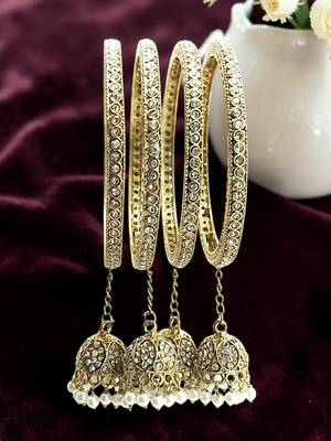 Set of 4 antique gold plated latkan bangle set 1