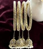 Set of 4 antique gold plated latkan bangle set
