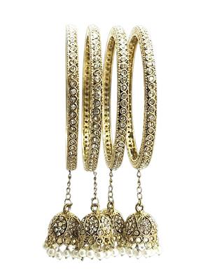Set of 4 antique gold plated latkan bangle set 2