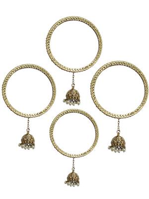 Set of 4 antique gold plated latkan bangle set 3