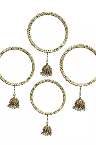 Set of 4 antique gold plated latkan bangle set