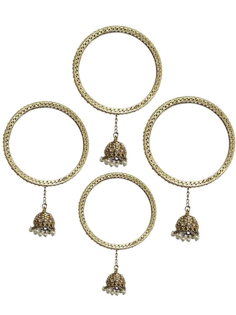 Set of 4 antique gold plated latkan bangle set