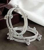 Silver plated set of 4 cz kashmiri ghungroo bangles