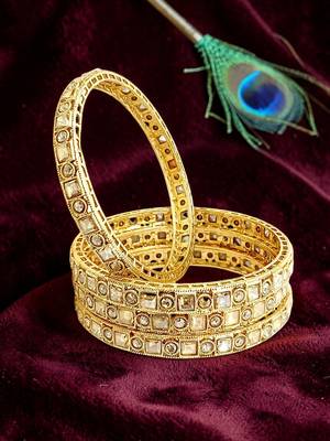 Set of 4 gold plated cz fancy bangles 1