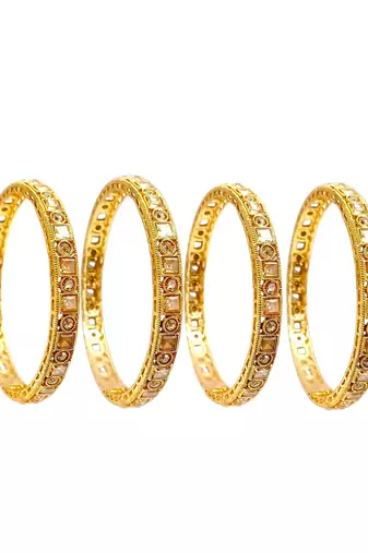 Set of 4 gold plated cz fancy bangles