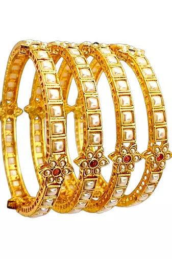 Set of 4 gold plated rajwadi style bangles